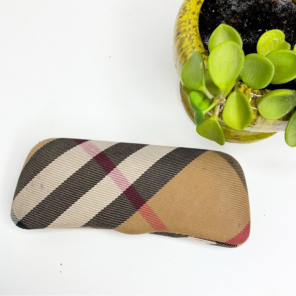 BURBERRY Nova Check Canvas Sunglasses Case Tan Black Red Plaid Authentic